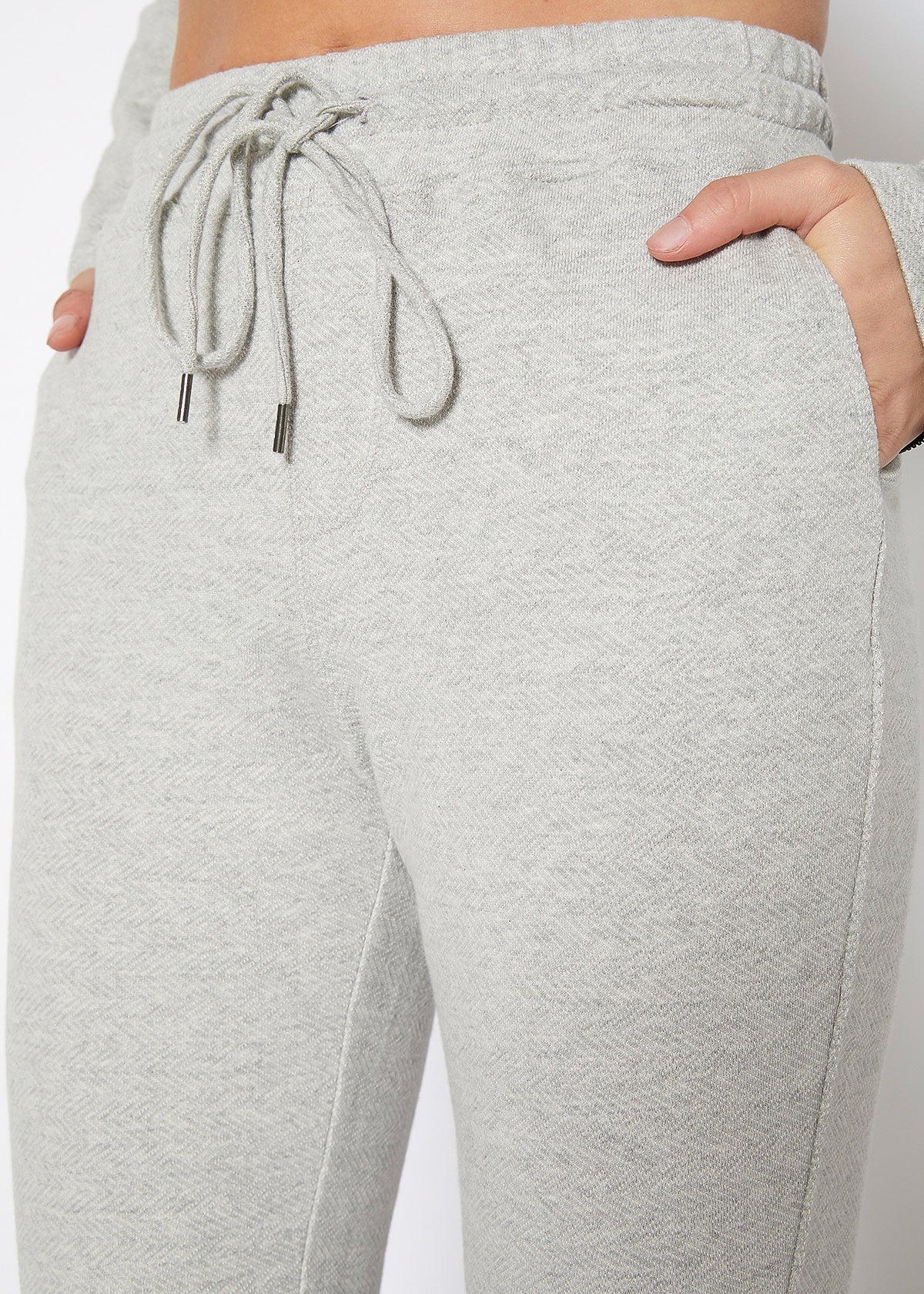 Women's Drawstring Waist Fitted Jogger Pants In Heather Gray-3