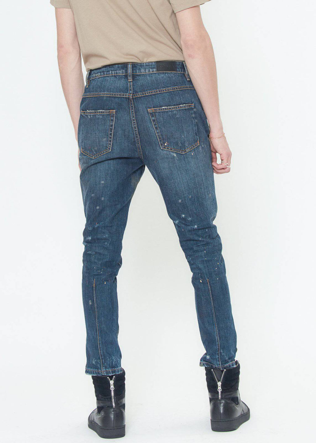 Konus Men's Denim With Paint Splatter  in Blue-2
